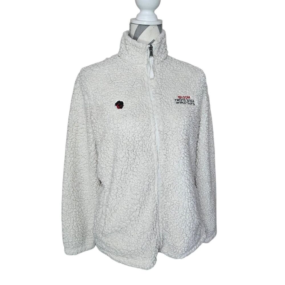 RARE Troye Sivan Bloom World Tour 2018 cream sherpa fleece jacket Size M